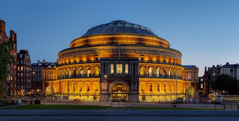 Outside the Royal Albert Hall during the BBC Proms season of 2008. Photo Credit: © Amanda Slater via Wikimedia Commons.