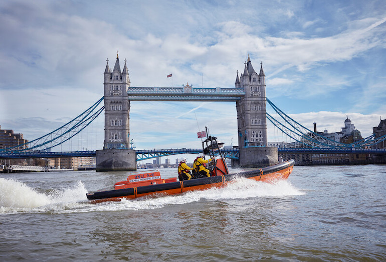 RNLI Lifeboat near Tower Bridge. Photo Credit: © RNLI Lifeboat near HMS Belfast & Tower Bridge. Photo Credit: © RNLI Lifeboats in London. Photo Credit: © RNLI.