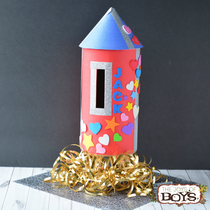 rocket ship valentine day box for boys