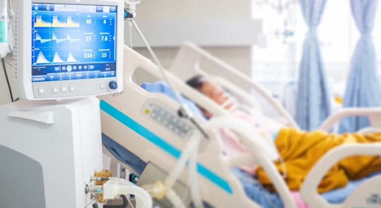 Patient in hospital bed