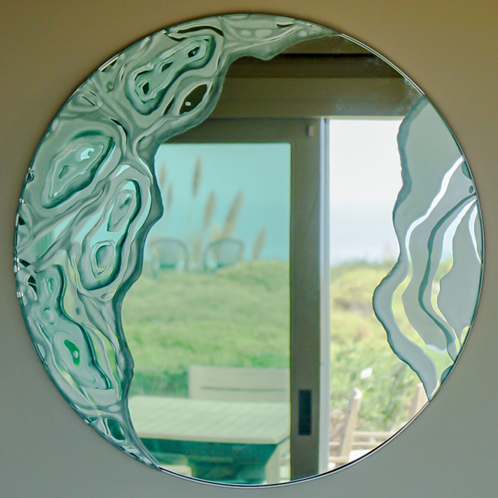 round glass mirror, carved glass mirror, round carved glass mirror