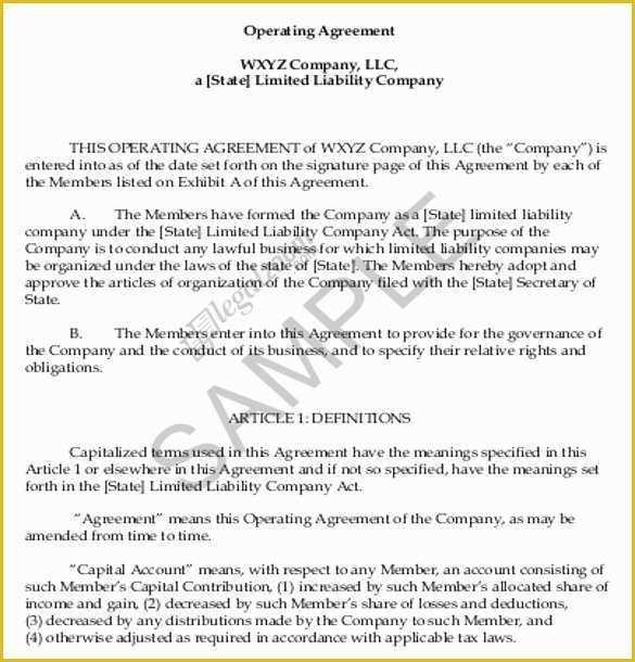 Single Member Llc Operating Agreement Template Free Of 13 Operating Agreement Templates – Sample Example