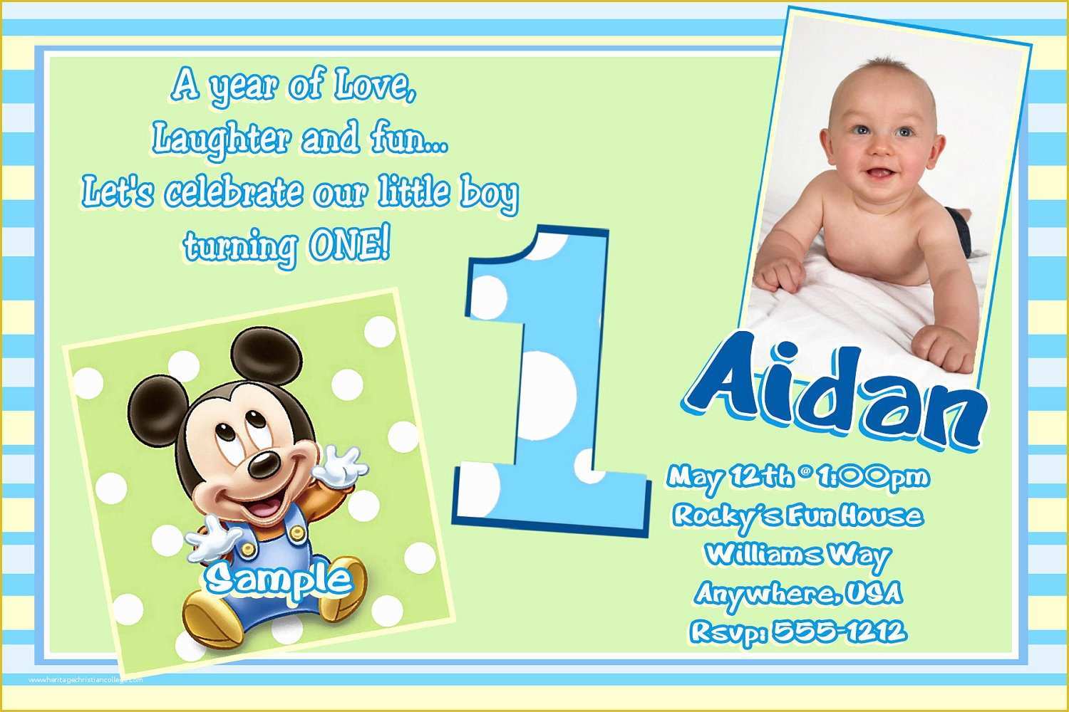 Baby Boy 1st Birthday Invitation Templates Free Of Free Printable Mickey Mouse 1st Birthday Invitations