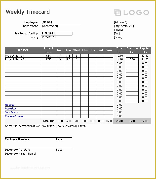 Free Blank Time Card Template Of Time Card Template for Excel