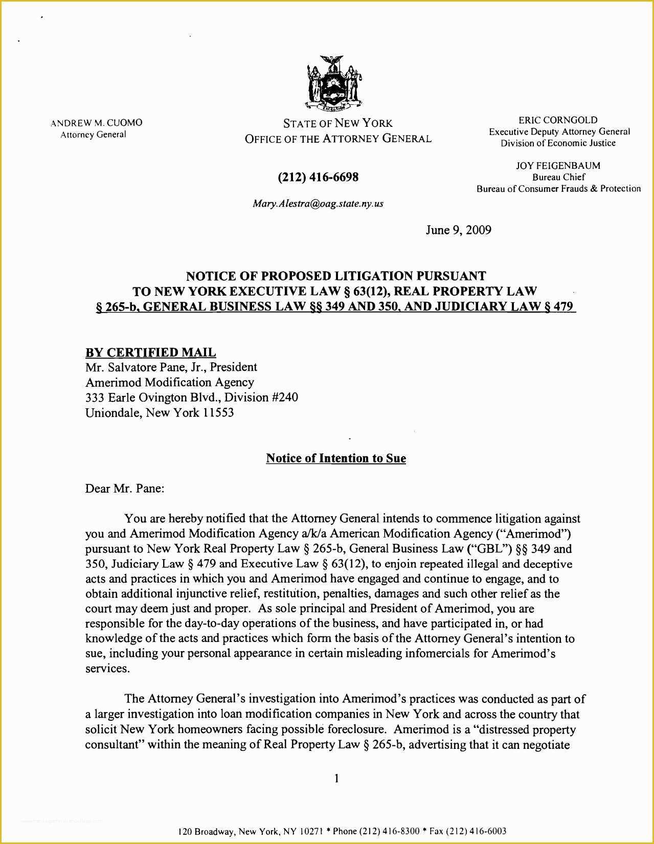 Free Letter Of Intent to Sue Template Of Intention Sue Letter Intent Template Lovely Notice Nt S