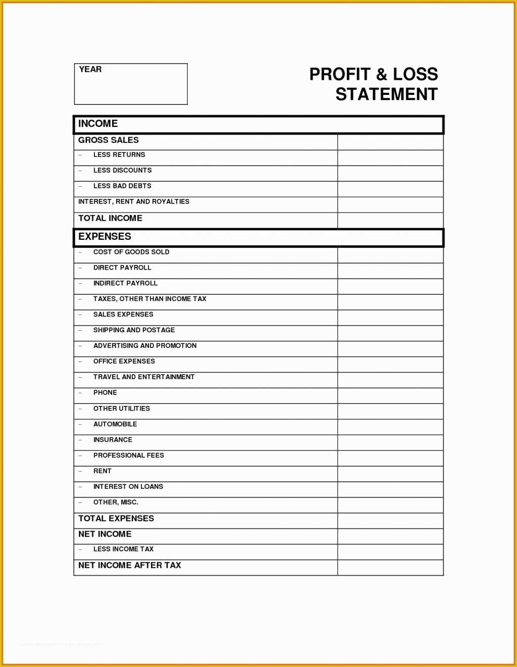 Year to Date Profit and Loss Statement Free Template Of Best Year to Date Profit and Loss Statement Free