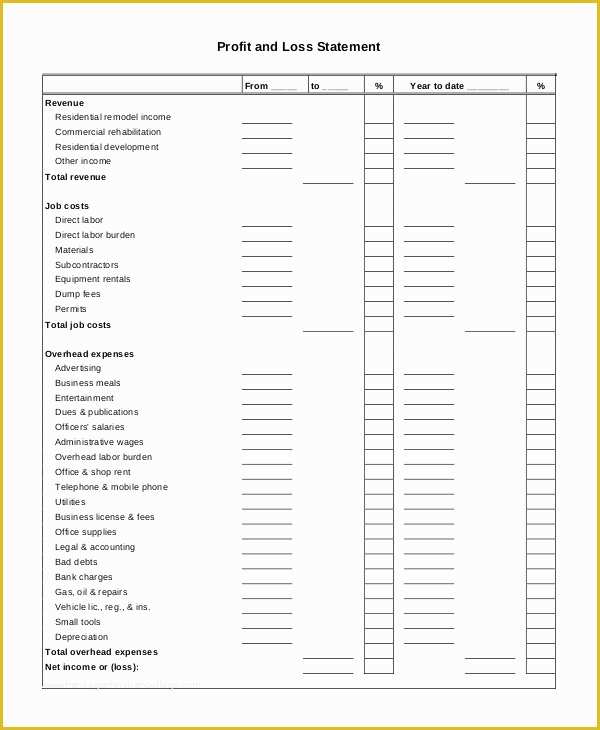 Year to Date Profit and Loss Statement Free Template Of Year to Date Profit and Loss Statement Free Template and