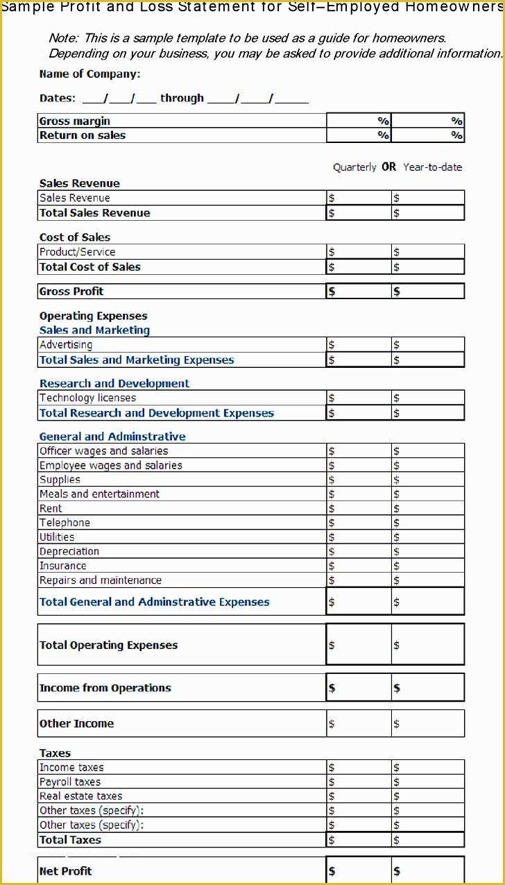 Year to Date Profit and Loss Statement Free Template Of Year to Date Profit and Loss Statement Pdf