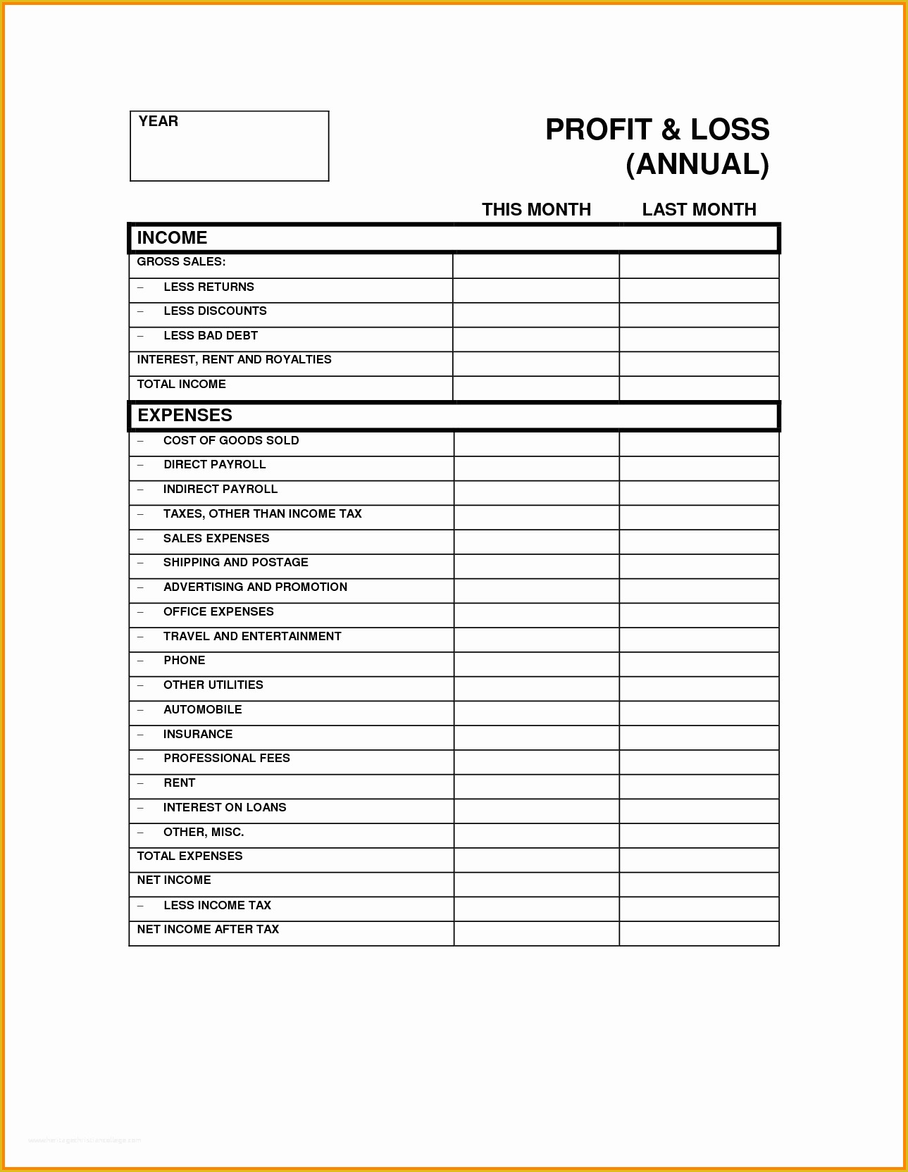 Year to Date Profit and Loss Statement Free Template Of Year to Date Profit and Loss Statement Template