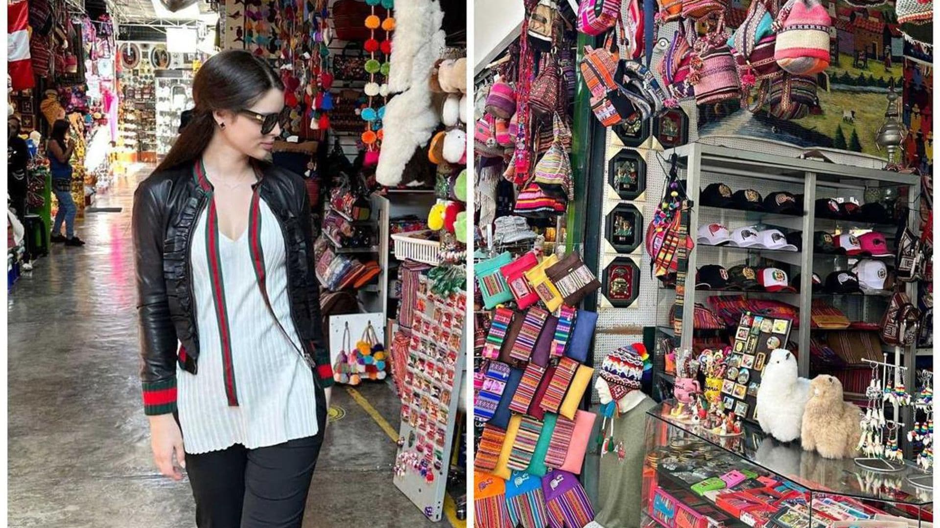 Nadia Ferreira delights with the all the quirky and complex crafts displayed at a Peruvian market