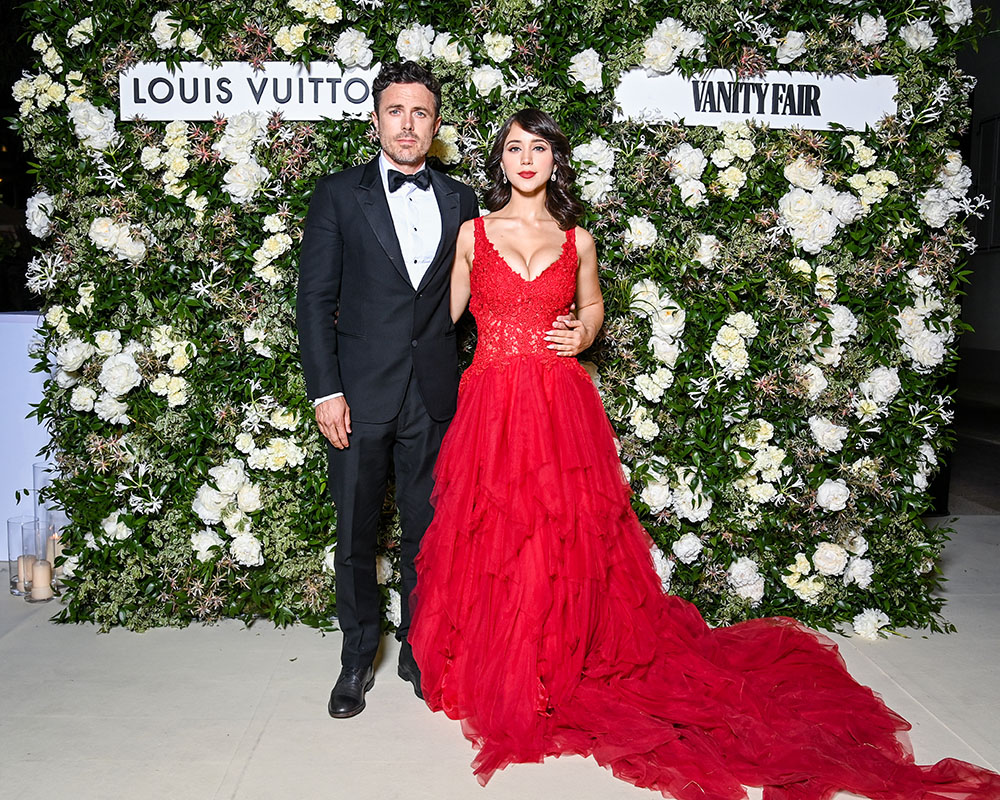 Casey Affleck and Caylee Cowan attend the Vanity Fair x Louis Vuitton dinner during the 75th annual Cannes Film Festival at Fred LEcailler on May 20, 2022 in Cannes, France.