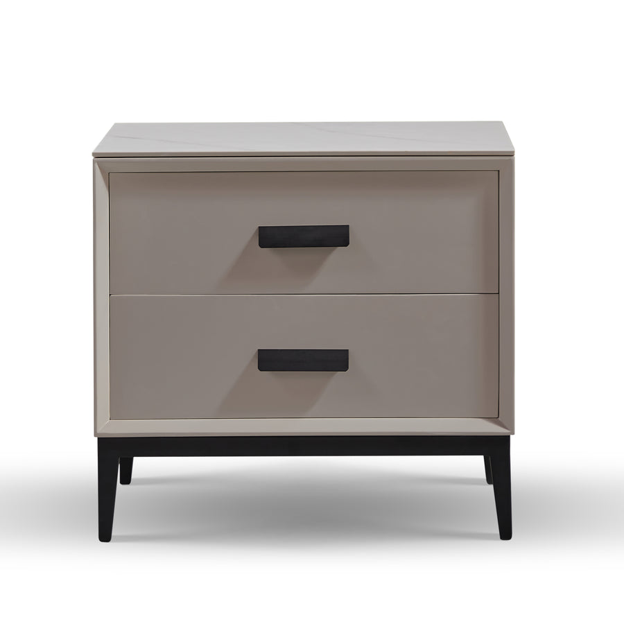 LEONA Grey, Two Drawers Nightstand Dark Grey