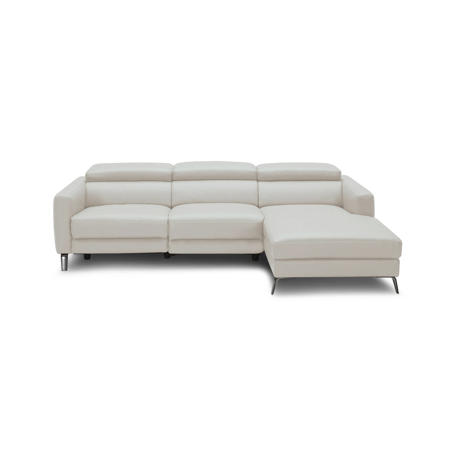 MARIO Leather Adjustable Sectional Light Grey Right