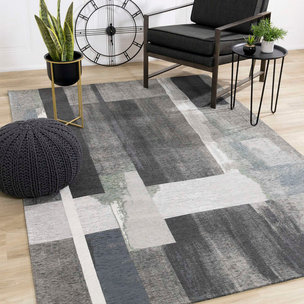 KATE Blue Brown Grey, Painted Rug