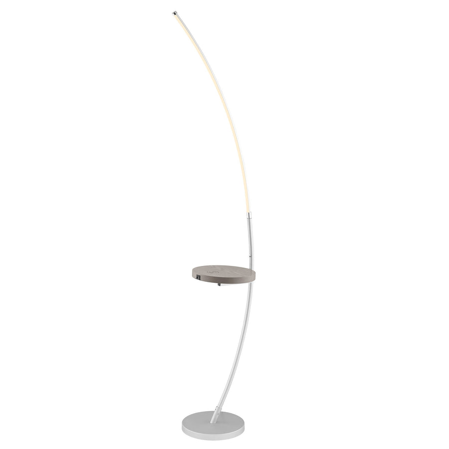 MONITA USB and Wireless Charging, Floor Lamp Silver