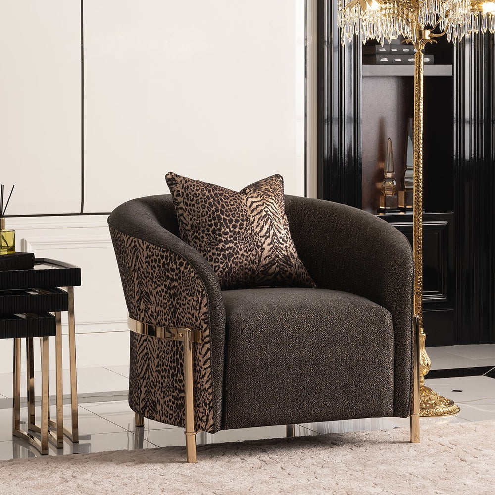 LISBON Gold Fabric Accent Chair - Michael Amini