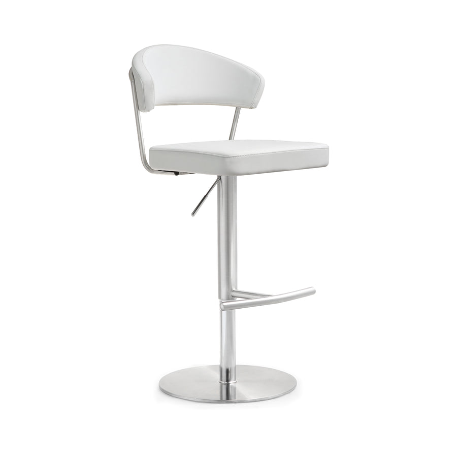 TORI Curved Back Leather Bar Stool White