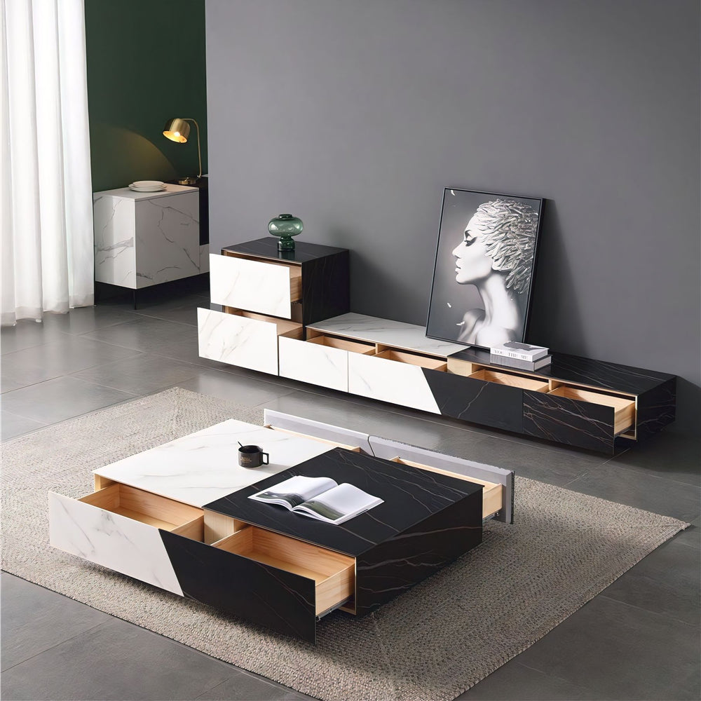 AGIM Black & White Ceramic Coffee Table