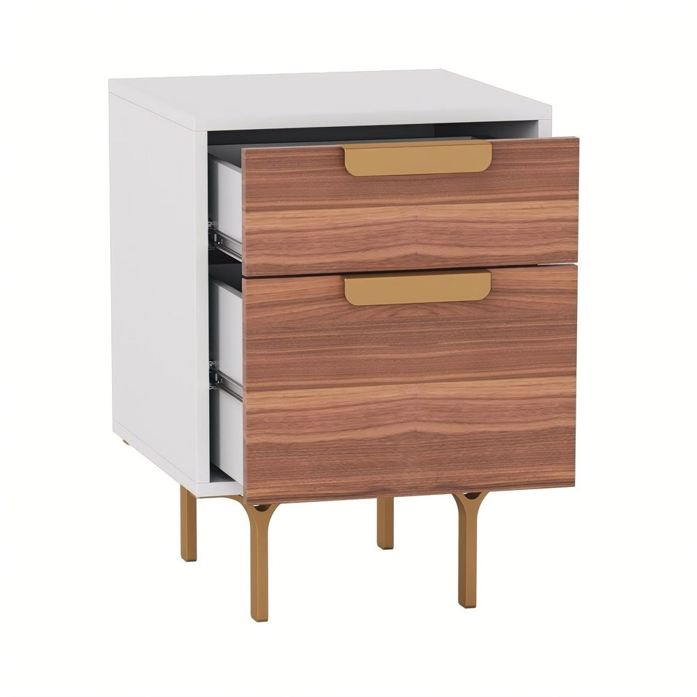 SHARON White and Walnut Nightstand