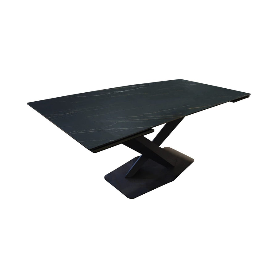 CROSSWAY Ceramic Extendable Dining Table Black Ceramic