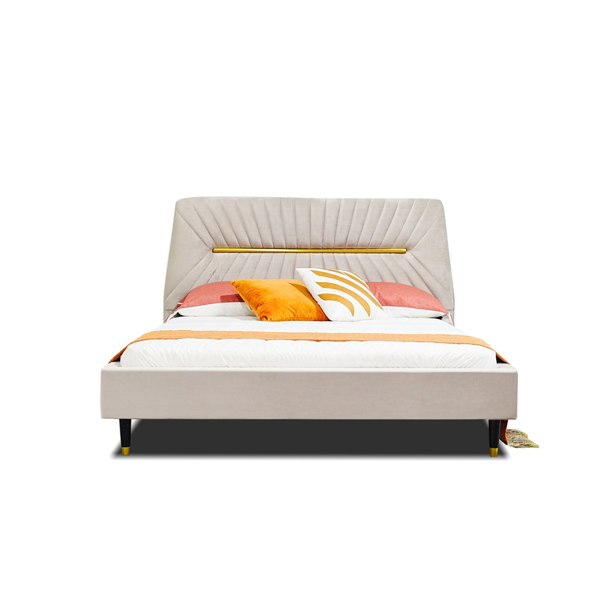 REID Mid-Century Beige Queen Bed