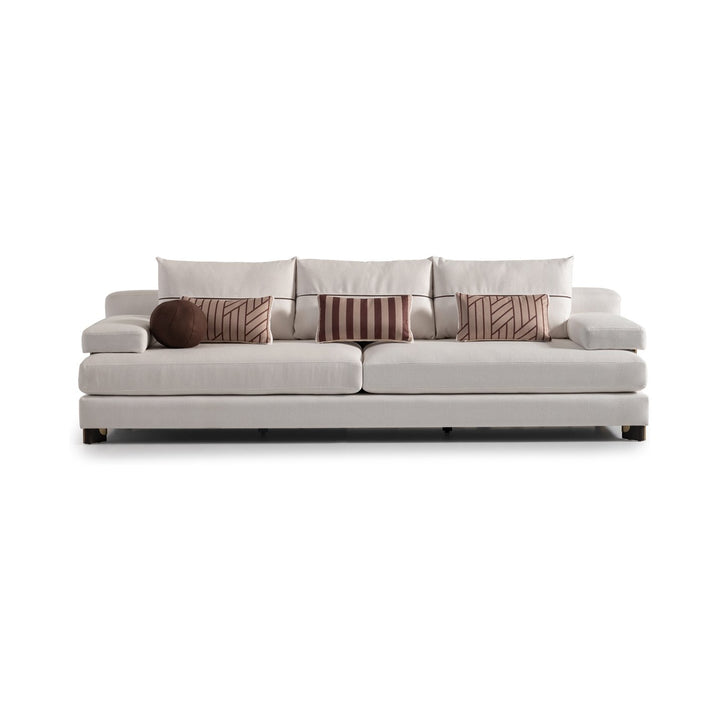 AMORA Oatmeal Eggshell Walnut Sofa - Michael Amini