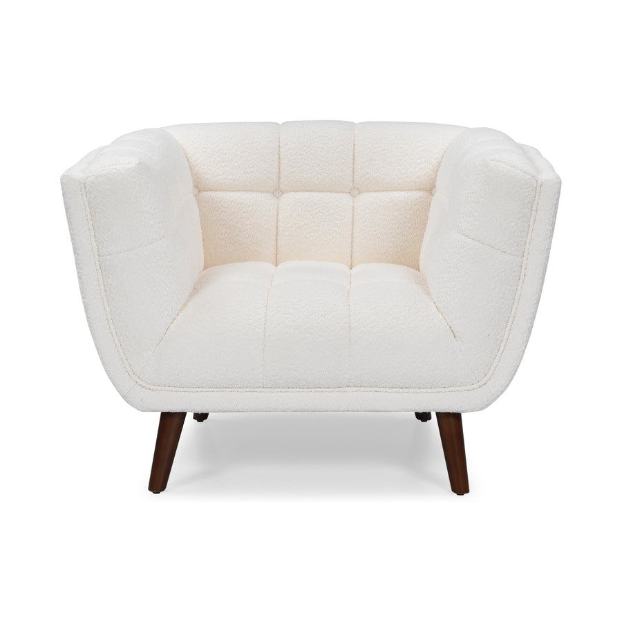 BEATRICE Fabric One Seater White Sofa