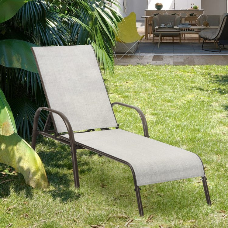 FORREST Adjustable Patio Chaise Lounge with Backrest