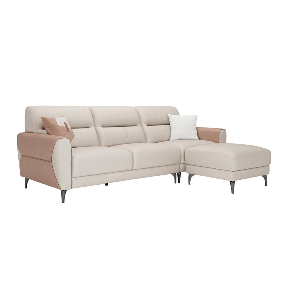 LINDA Beige Sectional Sofa With Ottoman