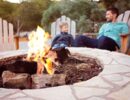 stone hearth around fire pit