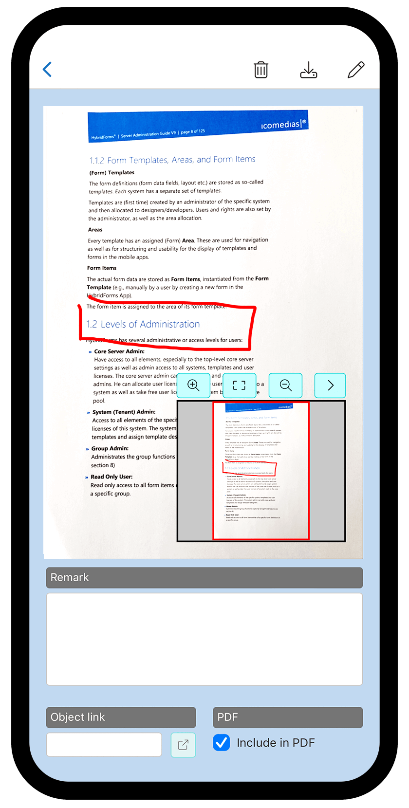 HybridForms with integrated document scanner