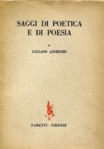 Saggi di poetica e di poesia. con una scheda sullo Swedenborg. Copia autografata