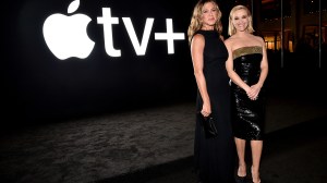 NEW YORK, NEW YORK - OCTOBER 28: Jennifer Aniston and Reese Witherspoon attend the Apple TV+'s 'The Morning Show' World Premiere at David Geffen Hall on October 28, 2019 in New York City. (Photo by Theo Wargo/Getty Images)