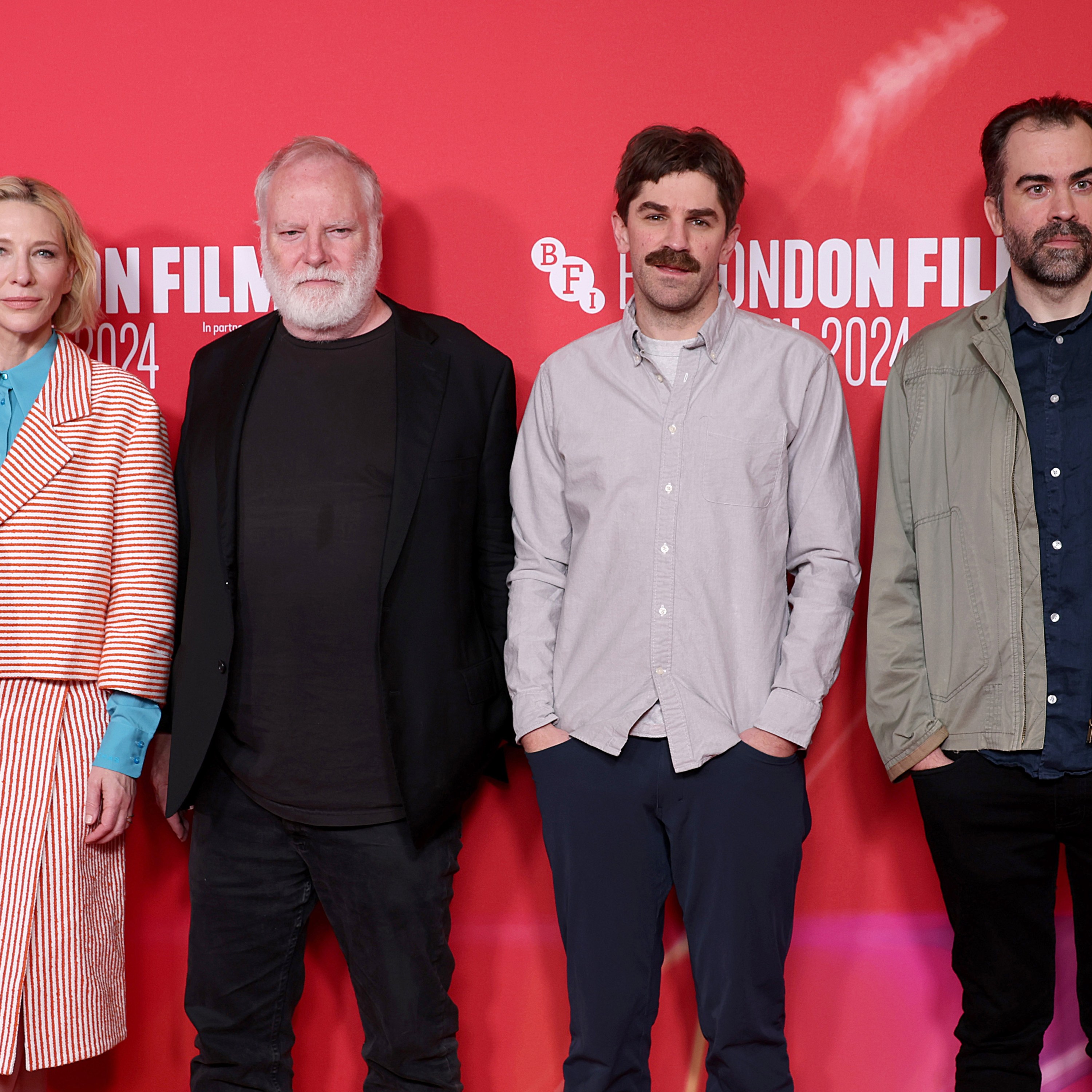 LONDON, ENGLAND - OCTOBER 13: (L-R) Cate Blanchett, Guy Maddin, Evan Johnson and Galen Johnson attend the 'Rumours' screening during the 68th BFI London Film Festival at BFI Southbank on October 13, 2024 in London, England. (Photo by Tristan Fewings/Getty Images for BFI)