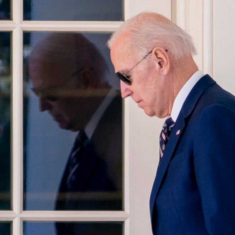 President Joe Biden walks out of the Oval Office in March.