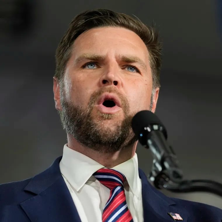 Republican vice presidential nominee Sen. JD Vance, R-Ohio, speaks at a campaign event Wednesday, Aug. 28, 2024, in DePere, Wis. (AP Photo/Morry Gash)