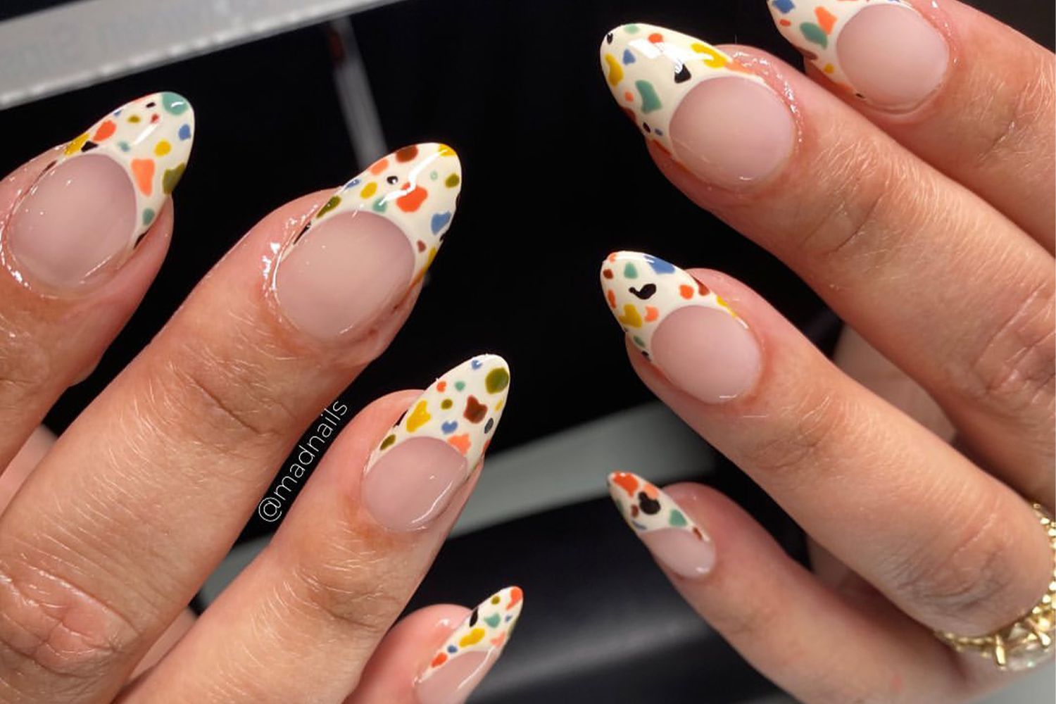 A terrazzo nail design that's perfect for Virgo season.