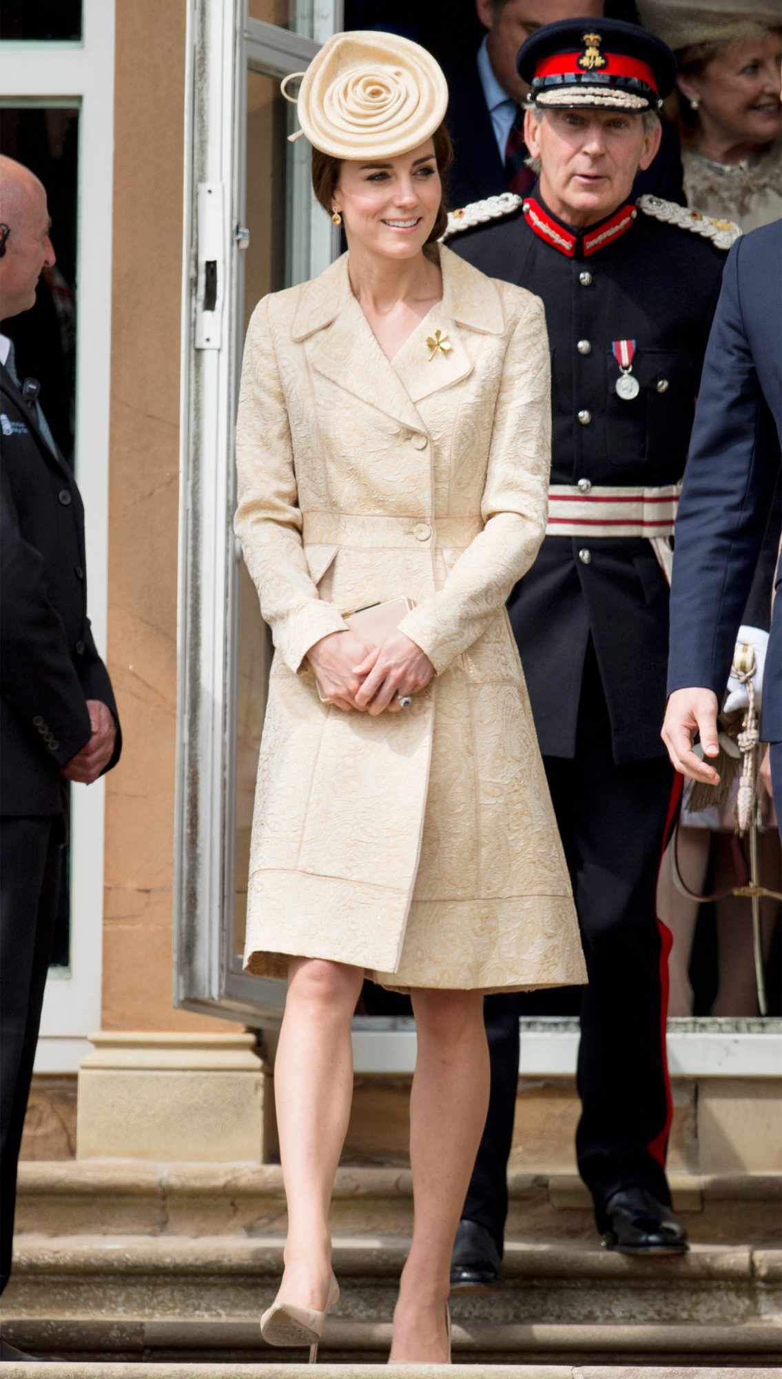 Kate Middleton wearing a cream brocade Day Birger et Mikkelsen coat dress