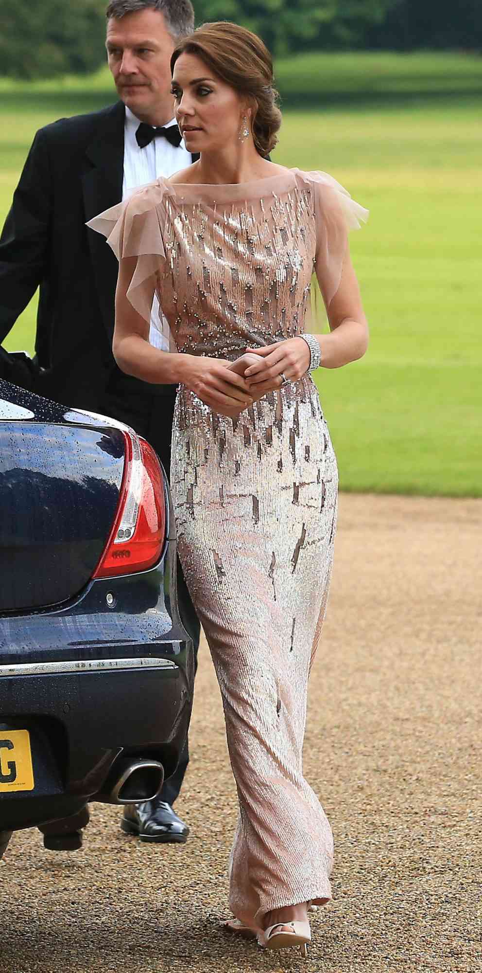 Kate Middleton in a in a sparkling Jenny Packham gown