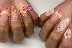 A tropical 3D nail design.