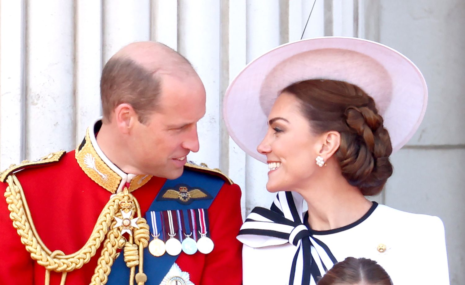 Prince William Looking at Kate Middleton Smiling Buckingham Palace Balcony 2024 Trooping the Colour