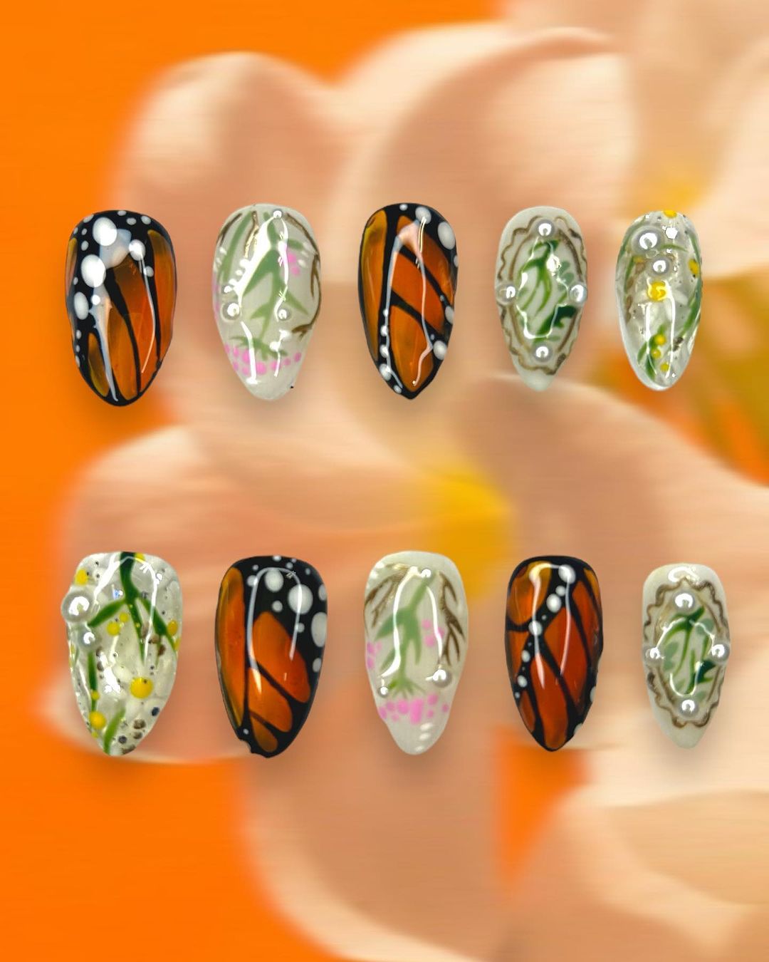 Monarchs and Milkweed Virgo Nails