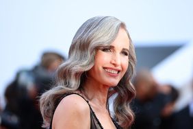 Andie MacDowell showing off her gray hair.