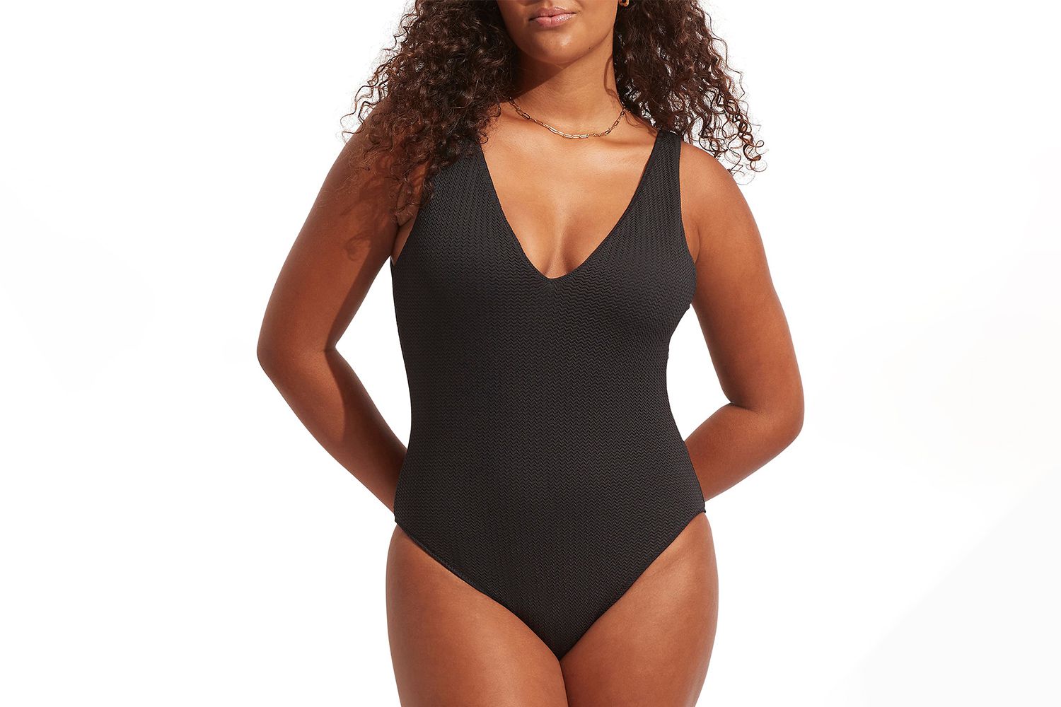 Nordstrom Seafolly Sea Dive Deep V-Neck One-Piece Swimsuit