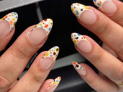 A terrazzo nail design that's perfect for Virgo season.