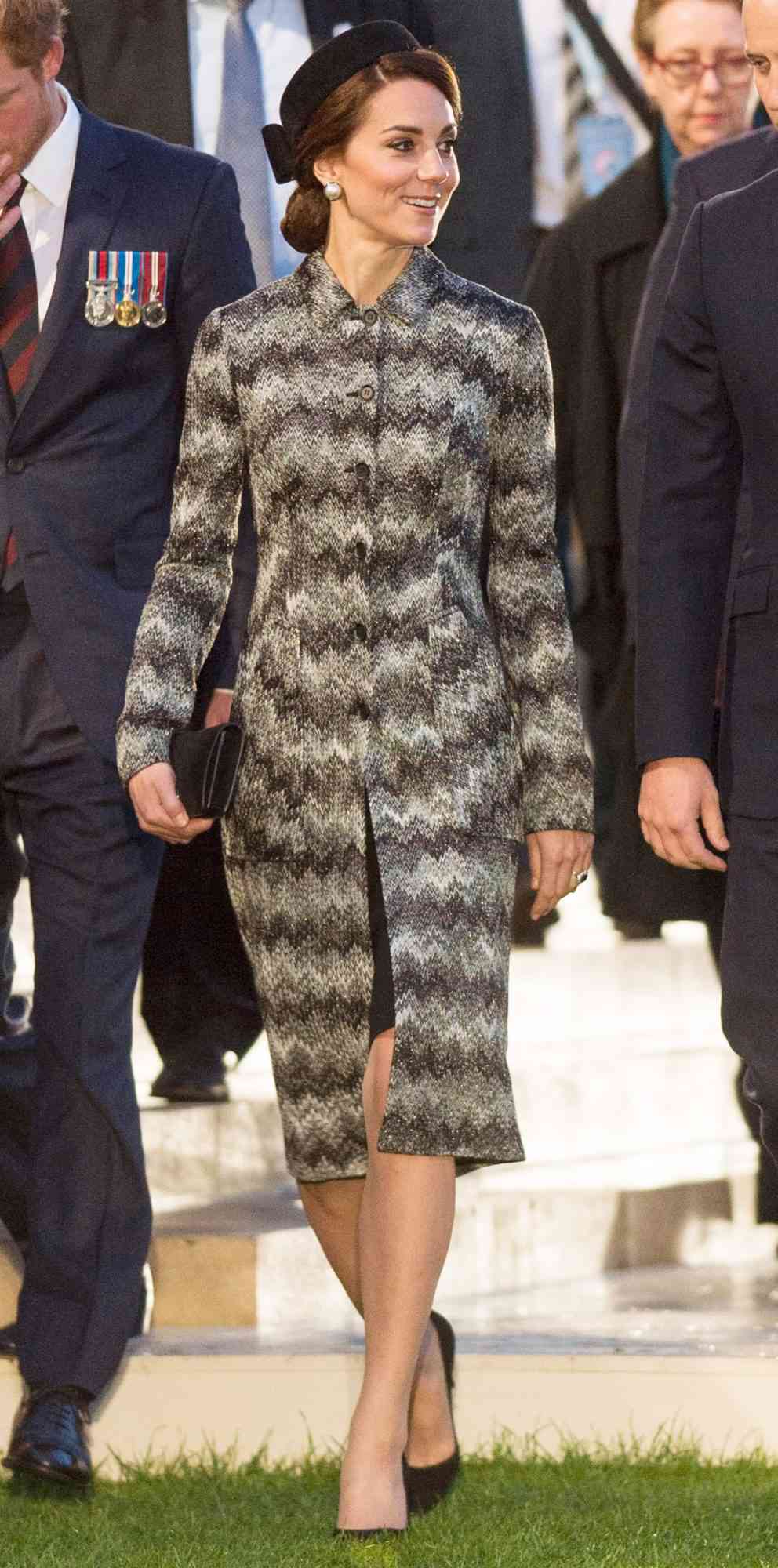 Kate Middleton in a gray Missoni coat