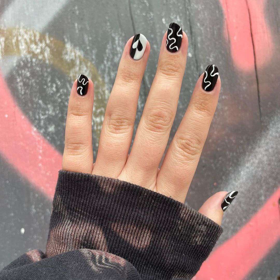 Black and White Virgo Nails