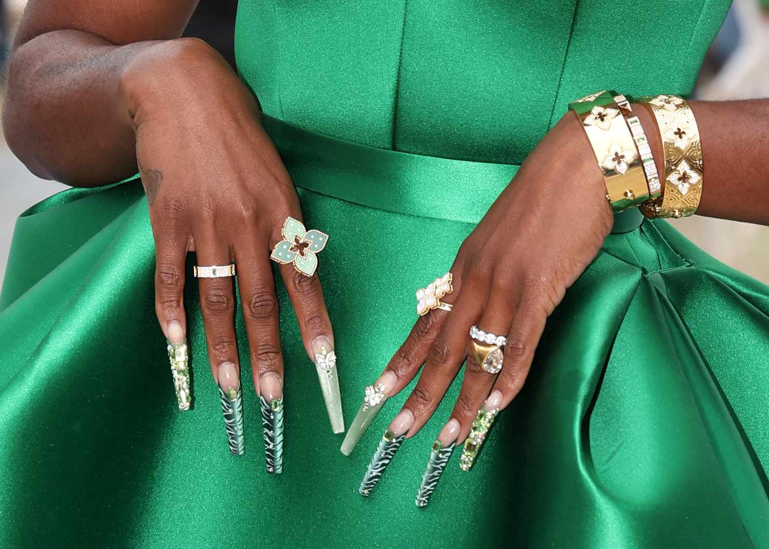 Cynthia Erivo wearing a "Wicked" manicure.