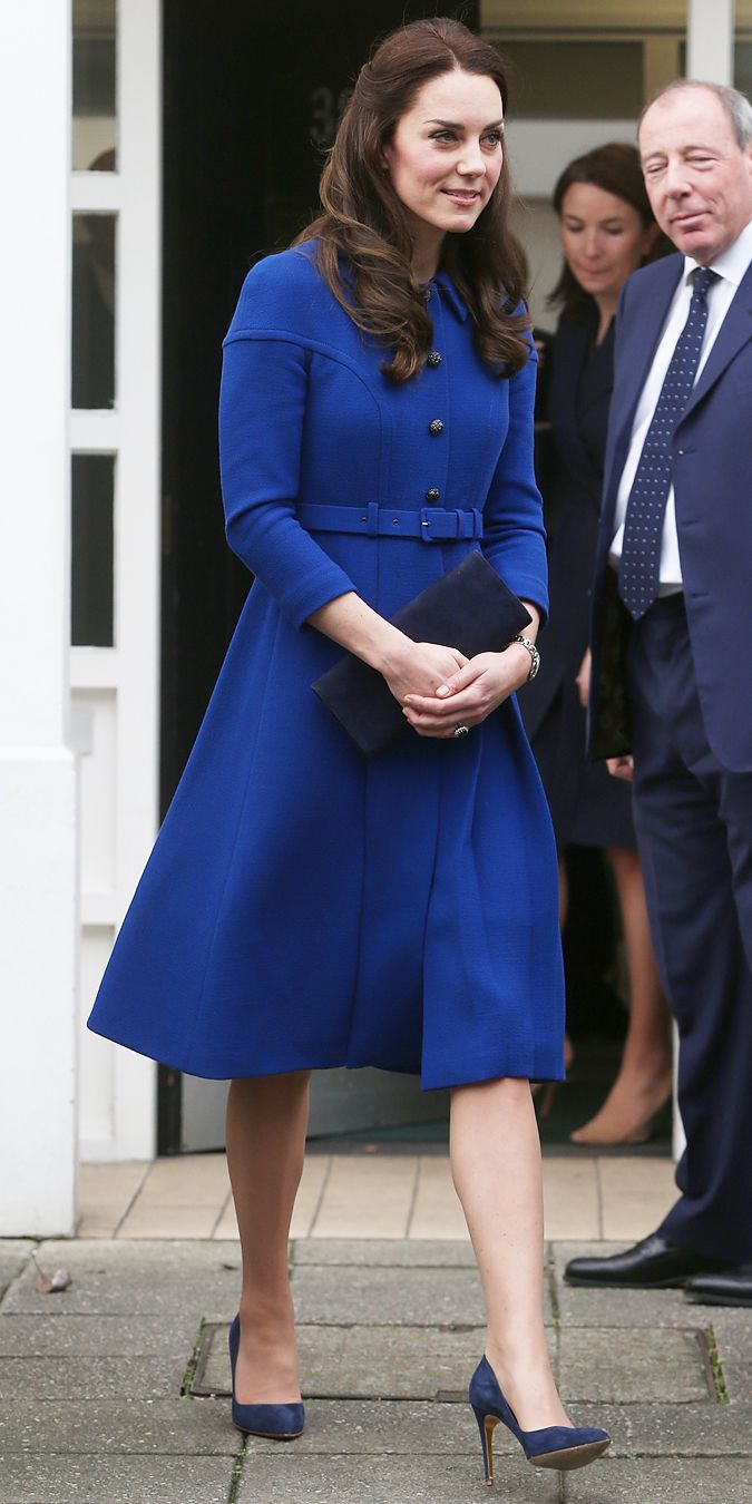 Kate Middleton in a vibrant double wool crepe coat by Eponine London