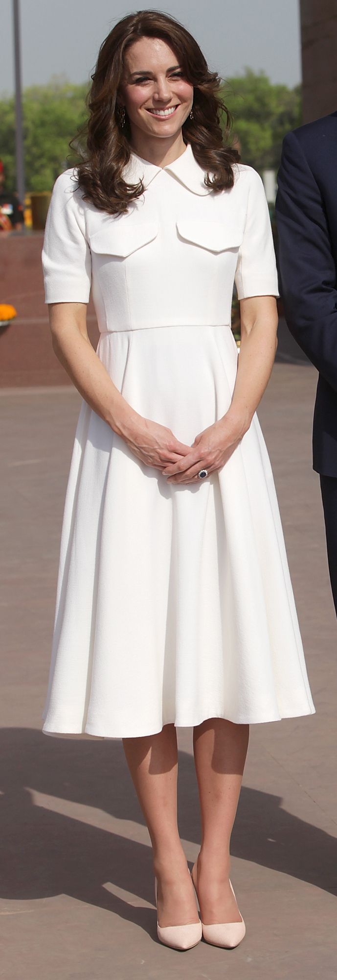 Kate Middleton in a white Emilia Wickstead dress